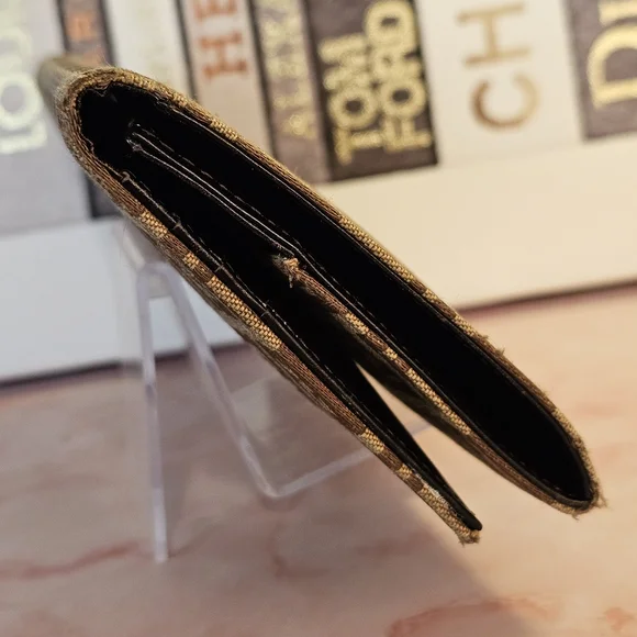 👜Fendi Zucchino Canvas & Leather Vintage Wallet in Continental Brown & Beige - Picture 14 of 15